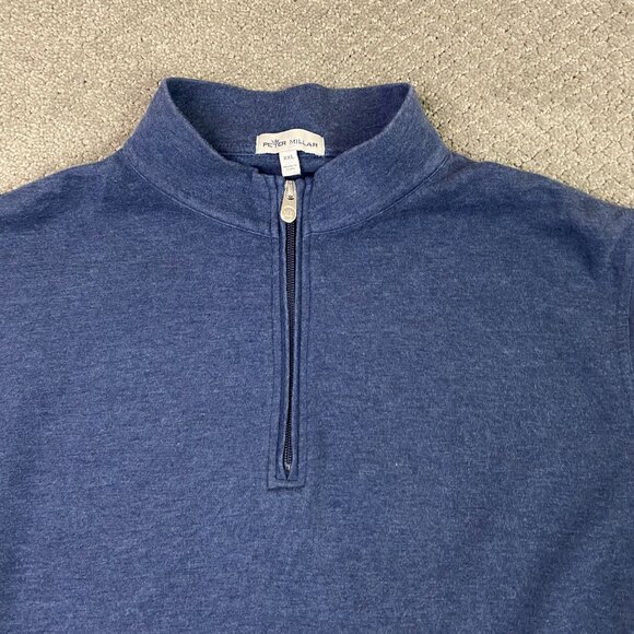Peter Millar Sweater Men's XXL Blue Crown Comfort Interlock Quarter 1/4 Zip Golf - Picture 3 of 11